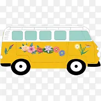 公交车 小花 橙色-空若网 公交车 小花 橙色-空若网