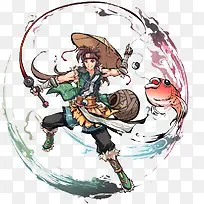 手绘钓鱼郎-空若网 手绘钓鱼郎-空若网