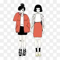 手绘卡通时尚女生-空若网 手绘卡通时尚女生-空若网