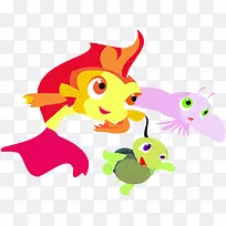 手绘可爱卡通海洋生物-空若网 手绘可爱卡通海洋生物-空若网