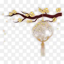 新年金色灯笼树枝-空若网 新年金色灯笼树枝-空若网