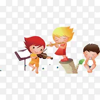 可爱卡通弹奏人物-空若网 可爱卡通弹奏人物-空若网