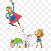 超人手绘人物可爱-空若网 超人手绘人物可爱-空若网