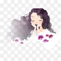 可爱手绘卷发美女人物-空若网 可爱手绘卷发美女人物-空若网