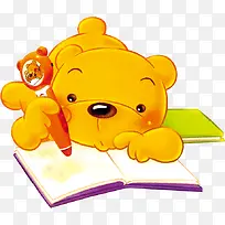 手绘可爱小熊写作业-空若网 手绘可爱小熊写作业-空若网