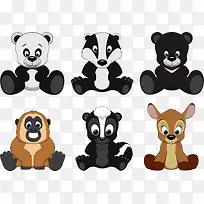 矢量卡通可爱动物-空若网 矢量卡通可爱动物-空若网