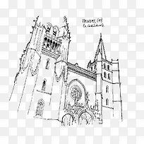 手绘卡通风景线描-空若网 手绘卡通风景线描-空若网