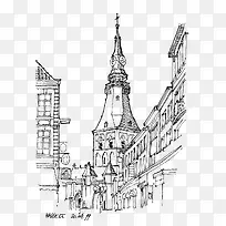 手绘卡通风景线描-空若网 手绘卡通风景线描-空若网