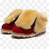 红色毛毛时尚冬季女鞋-空若网 红色毛毛时尚冬季女鞋-空若网