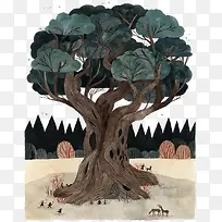 榕树插画-空若网 榕树插画-空若网