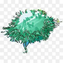 手绘水彩绿色树木-空若网 手绘水彩绿色树木-空若网