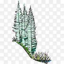 手绘水彩绿色森林-空若网 手绘水彩绿色森林-空若网