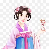 花朵粉裙可爱女子-空若网 花朵粉裙可爱女子-空若网