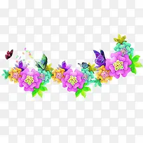 多彩花边花朵蝴蝶装饰-空若网 多彩花边花朵蝴蝶装饰-空若网
