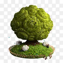 手绘梦幻绿色大树-空若网 手绘梦幻绿色大树-空若网