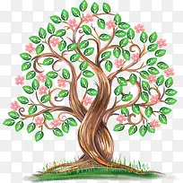 水彩桃花树-空若网 水彩桃花树-空若网