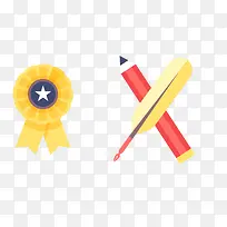 矢量奖章铅笔素材-空若网 矢量奖章铅笔素材-空若网