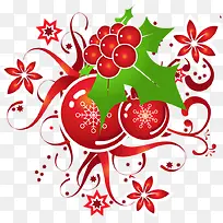 手绘红色圣诞节花纹装饰-空若网 手绘红色圣诞节花纹装饰-空若网