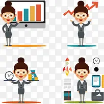 扁平化商务女矢量元素-空若网 扁平化商务女矢量元素-空若网