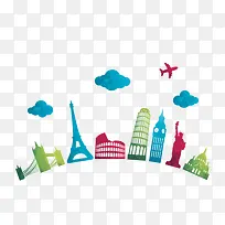 海报背景元素 城市建筑 扁平化-空若网 海报背景元素 城市建筑 扁平化-空若网