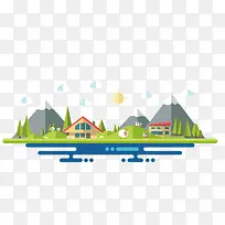 扁平化元素 绿色 工厂建筑-空若网 扁平化元素 绿色 工厂建筑-空若网