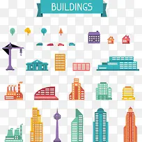 扁平化各类建筑元素-空若网 扁平化各类建筑元素-空若网