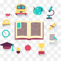 扁平化校园元素矢量-空若网 扁平化校园元素矢量-空若网