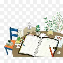 插画-书桌-空若网 插画-书桌-空若网