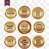 矢量金色圆形标签-空若网 矢量金色圆形标签-空若网