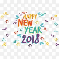 手绘彩色新年快乐-空若网 手绘彩色新年快乐-空若网