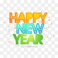 卡通炫彩新年快乐英文-空若网 卡通炫彩新年快乐英文-空若网