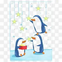 卡通手绘玩耍企鹅-空若网 卡通手绘玩耍企鹅-空若网