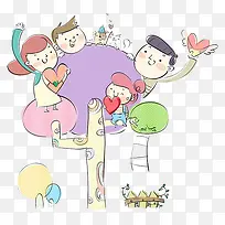 全家在树上玩耍-空若网 全家在树上玩耍-空若网