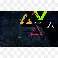 黑与彩色正倒三角形-空若网 黑与彩色正倒三角形-空若网