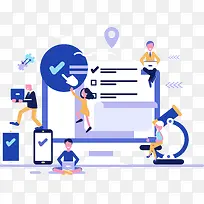 科技矢量办公数据分析插画-空若网 科技矢量办公数据分析插画-空若网