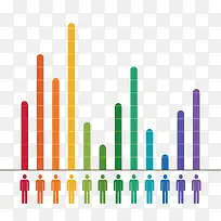 小人彩色分类柱形图-空若网 小人彩色分类柱形图-空若网