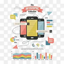 矢量扁平化手机和数据图-空若网 矢量扁平化手机和数据图-空若网