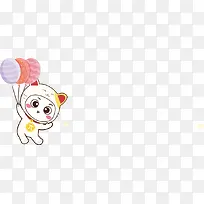 手绘彩色气球小猫-空若网 手绘彩色气球小猫-空若网