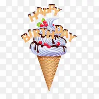 卡通版的樱桃味的生日冰淇淋-空若网 卡通版的樱桃味的生日冰淇淋-空若网