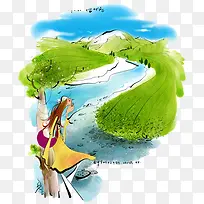 简约水彩山水风景-空若网 简约水彩山水风景-空若网