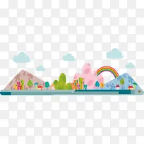 彩色卡通山水风景-空若网 彩色卡通山水风景-空若网