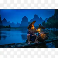 山水夜色渔夫摄影-空若网 山水夜色渔夫摄影-空若网