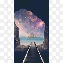 紫色星空手绘插画-空若网 紫色星空手绘插画-空若网