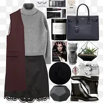 灰色上衣和皮裙-空若网 灰色上衣和皮裙-空若网