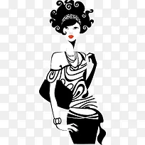 手绘时尚女性人物矢量图-空若网 手绘时尚女性人物矢量图-空若网