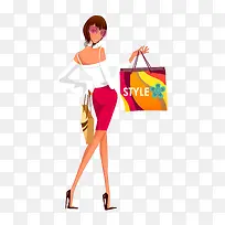 时尚女性购物商业矢量图-空若网 时尚女性购物商业矢量图-空若网