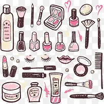 手绘卡通女性化妆品-空若网 手绘卡通女性化妆品-空若网