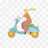 创意扁平女士摩托-空若网 创意扁平女士摩托-空若网