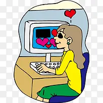 操作电脑的女士矢量-空若网 操作电脑的女士矢量-空若网