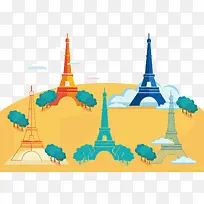 矢量各色埃菲尔铁塔-空若网 矢量各色埃菲尔铁塔-空若网